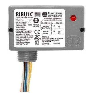 RIBU1C, Functional Devices (RIB) Enclosed Pilot Relay 10 Amp SPDT with 10-30 Vac/dc/120 Vac Coil